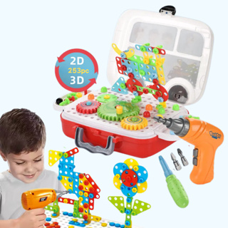 Kit Ferramenta Infantil 253pc ou 98pc Parafusadeira De Brinquedo De Montar montessori em Oferta na Shopee