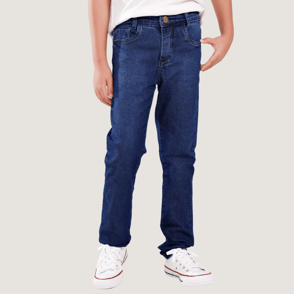 Calça Jeans Infantil Tradicional Meninos Criança Masculina Juvenil Skinny Com Lycra Ajuste Cintura
