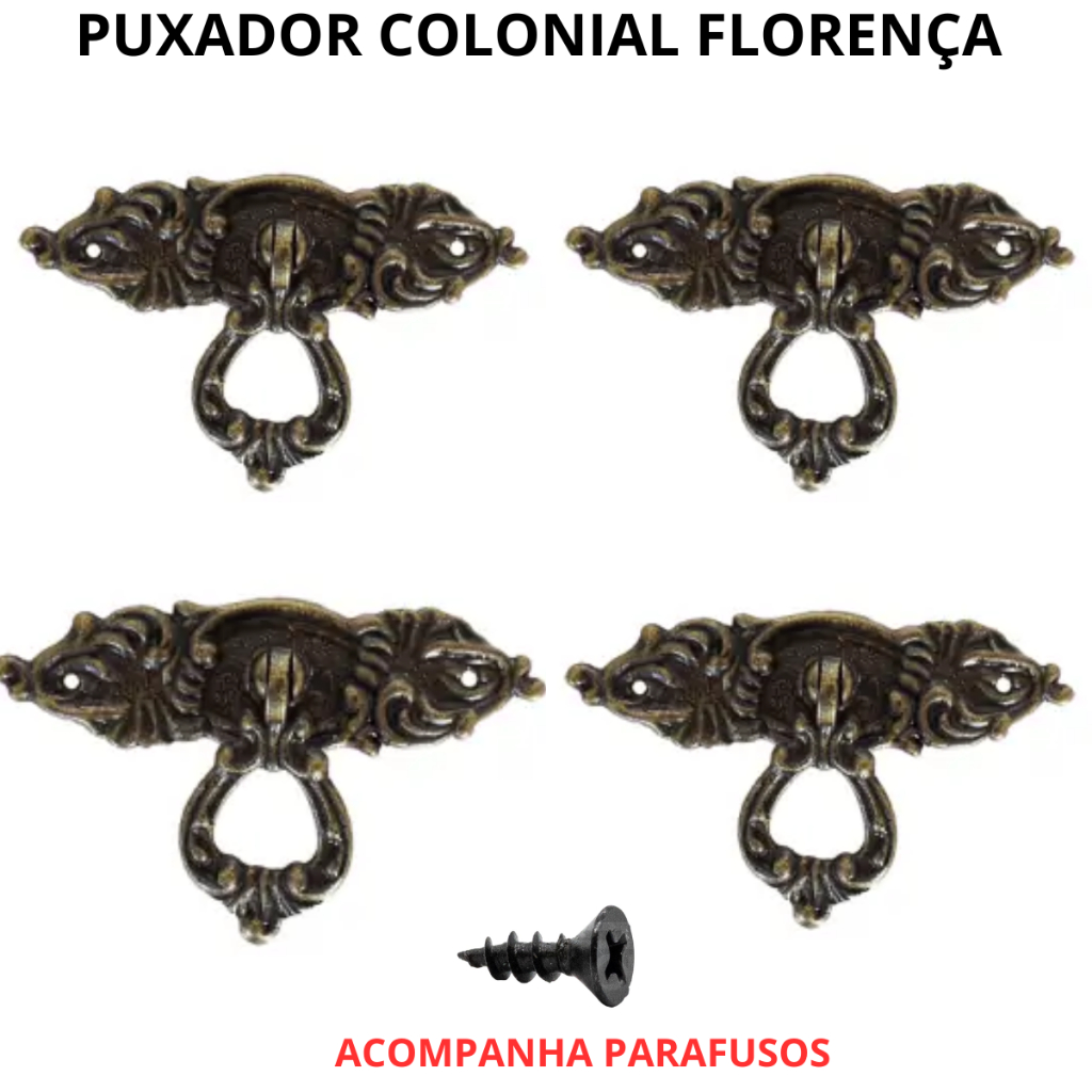 KIT 4 Puxador Móveis Gaveta Armário Colonial Florença em Oferta na Shopee