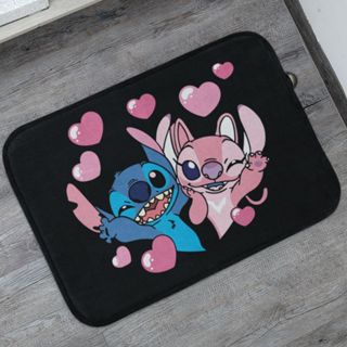Tapete Porta de Entrada  Bem-Vindo 55x35cm Stitch e Angel Antiderrapante