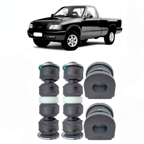 Kit 04 Buchas da Barra Estabilizadora Dianteira 26MM (Somente as buchas) + 02 Bieleta S10 1995 1996 1997 1998 1999 2000