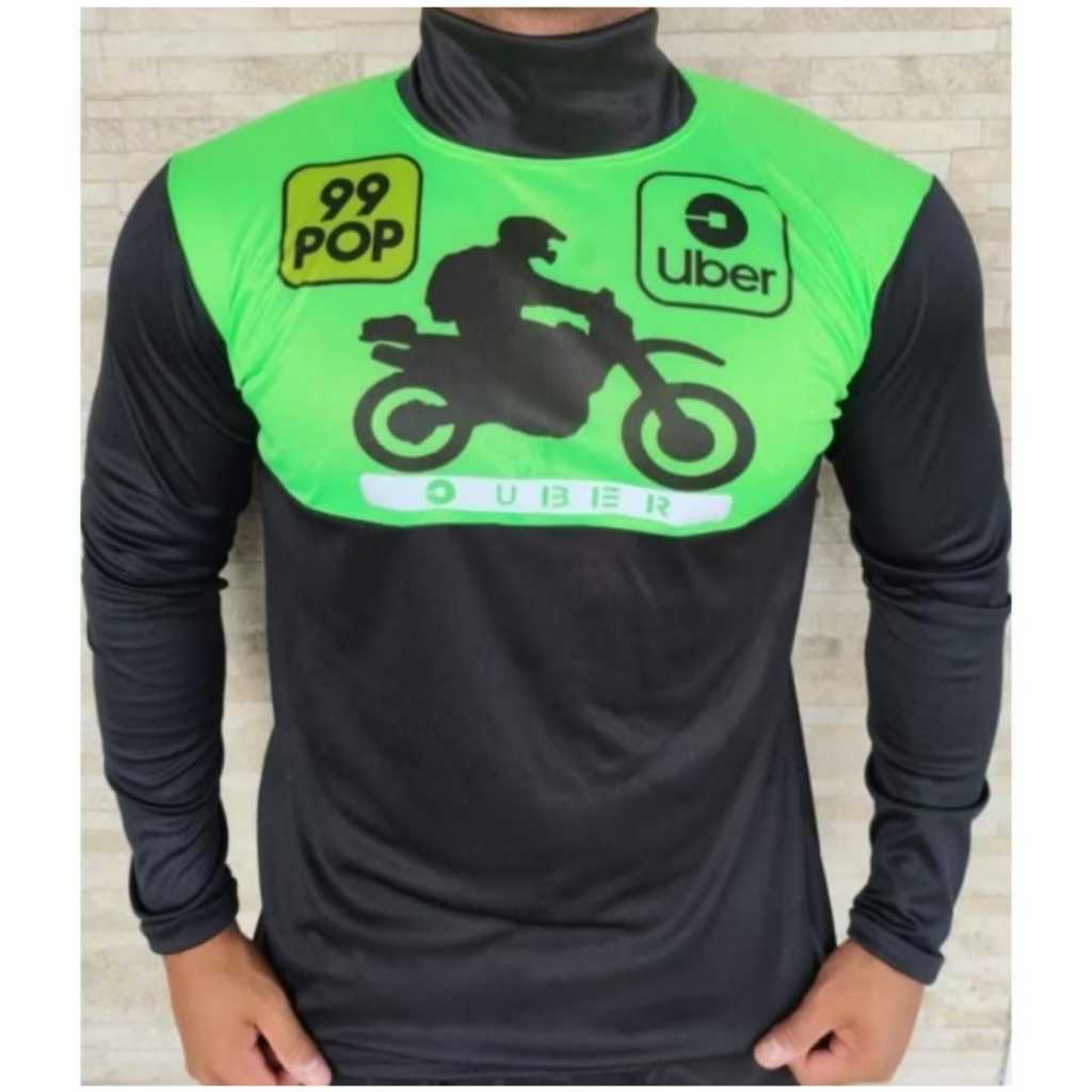 CAMISA / BLUSAS UBER/99 POP / IFOOD MANGA LONGA GOLA ALTA c/ faixa refletivo para motoqueiro MASCULINO