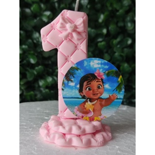 vela de aniversário com tema Princesa Moana baby/Topo de bolo/Recomendo festa/Vela biscuit em Oferta na Shopee