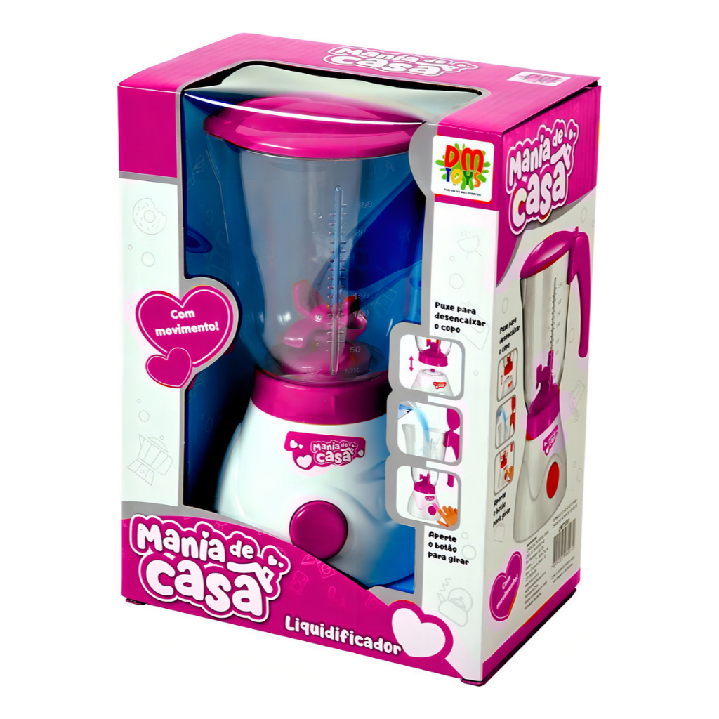 Liquidificador Brinquedo Infantil Funcional Bate De Verdade Cor Rosa