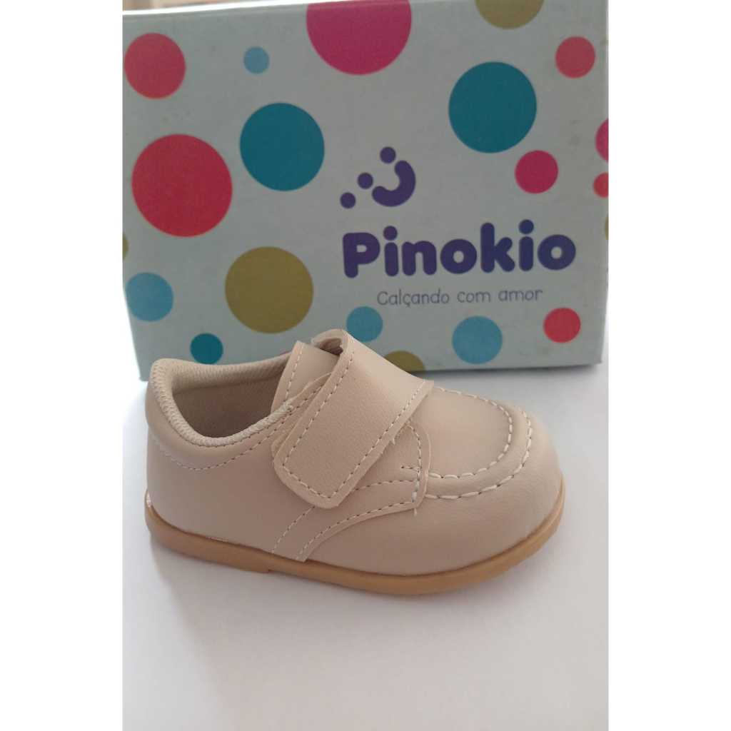 Sapato Pinokio Menino Marfim Velcro