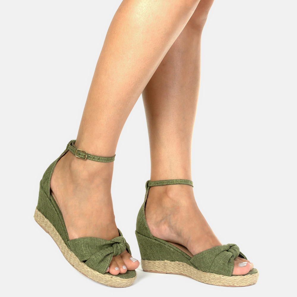Sandália Espadrille Anabela Sola Corda Salto Fachetado Várias Cores Ref: 700