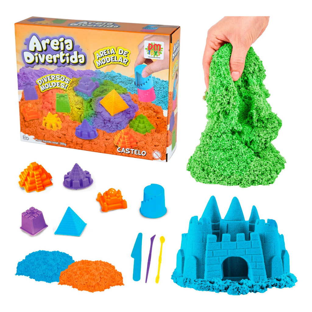 Kit Areia Castelo Brinquedo Sensorial Areia Cinetica De Modelar Com 300G em Oferta na Shopee