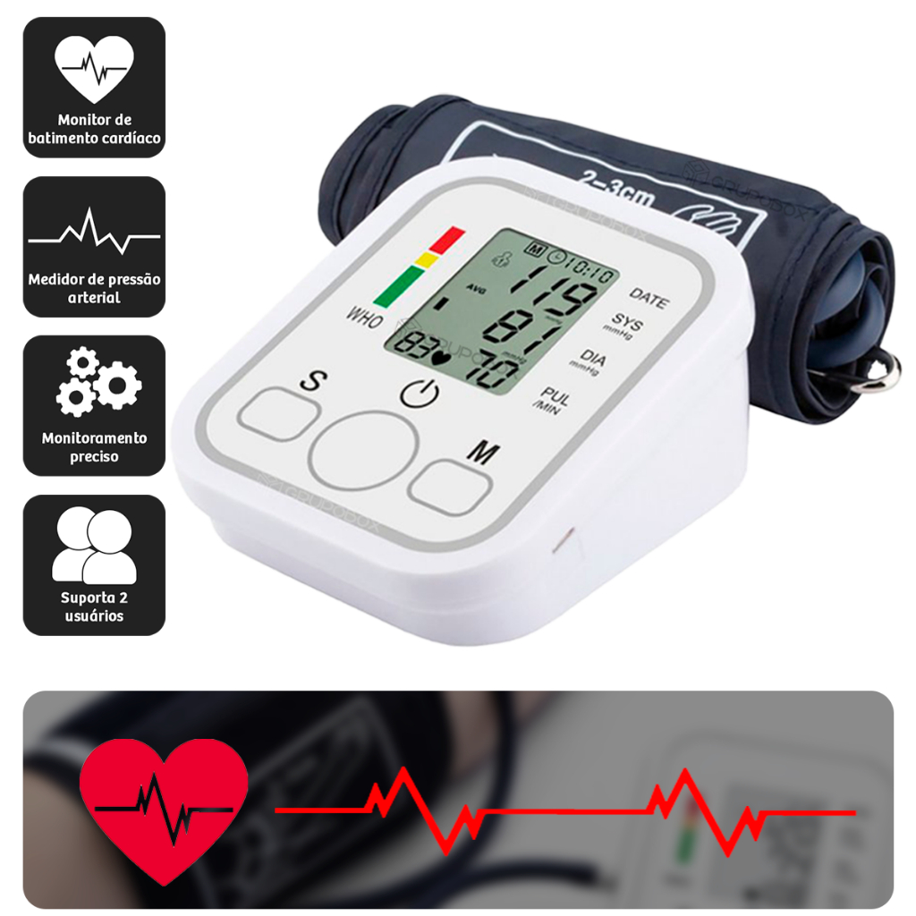 Medidor De Pressão Aparelho De Medir Pressão Arterial Digital Com Voz Inteligente Alta Precisão