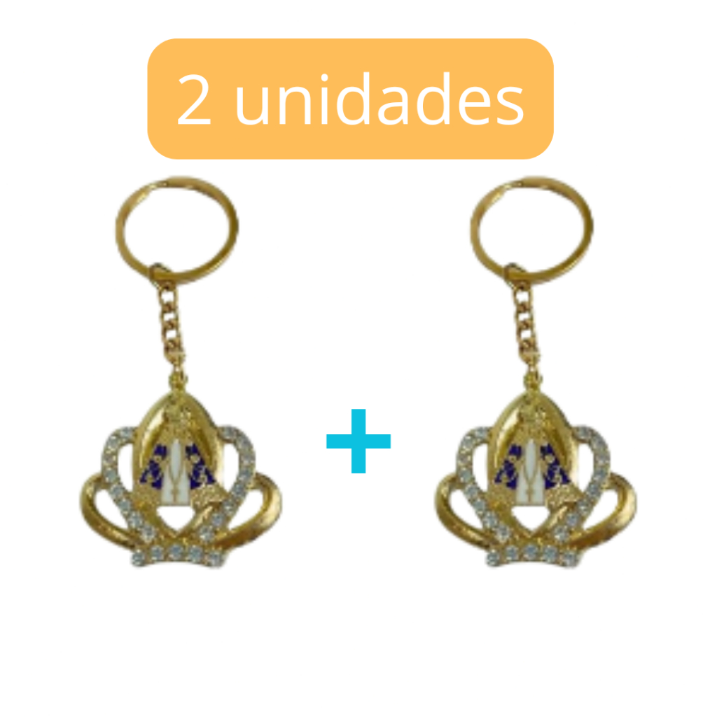 KIT 2 Chaveiro Nossa Senhora Aparecida Coroa Dourado lembrancinha