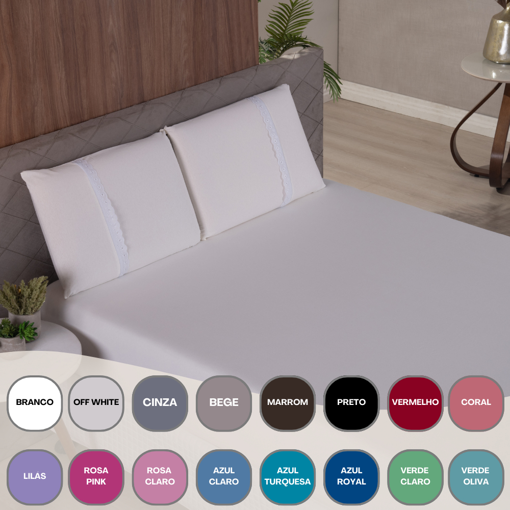 Jogo Lençol Queen Liso Elástico Malha 100% Algodão Várias Cores em Oferta na Shopee