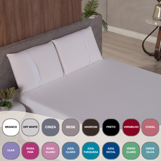 Jogo Lençol Queen Liso Elástico Malha 100% Algodão Várias Cores em Oferta na Shopee