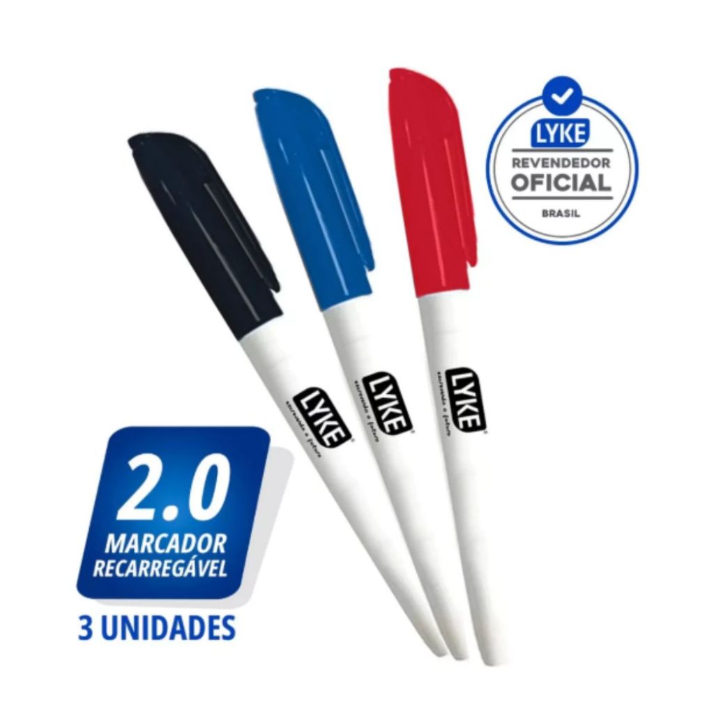 KIT 3 CANETAS PARA QUADRO BRANCO LYKE em Oferta na Shopee