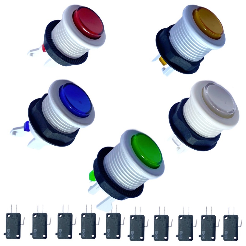 10 Botão Comando Acrílico Arcade Games Jukebox Fliperama Retro Com Micros
