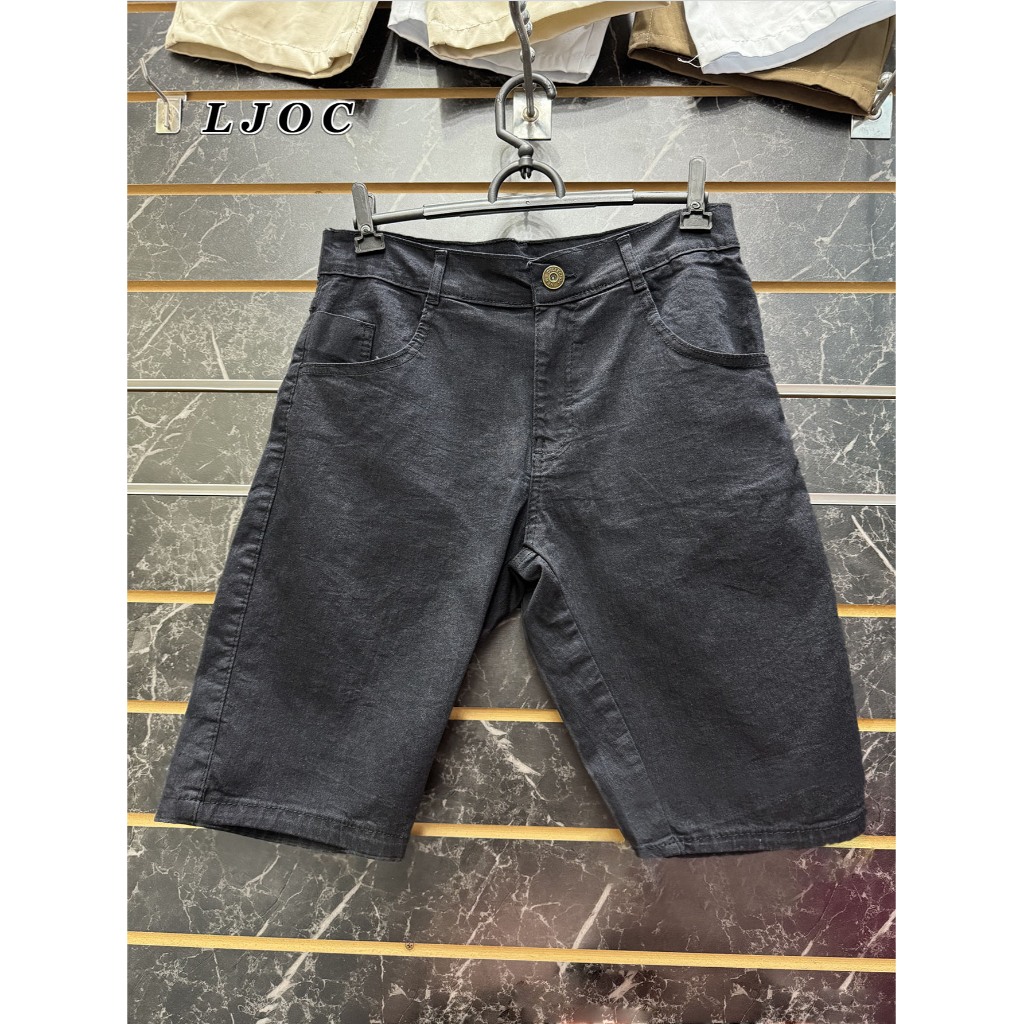 Bermuda Jeans Masculina Adulto Short Preto  Com Elastano Basica