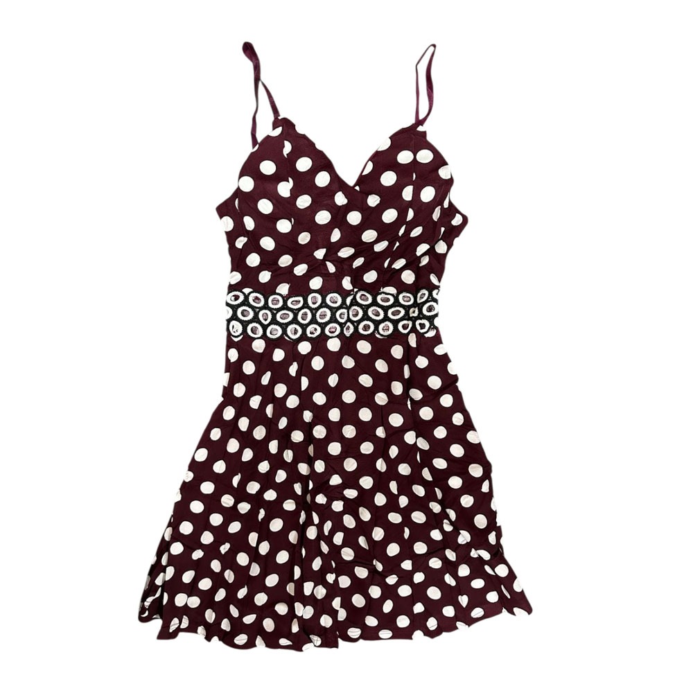 Vestido Curto Estampado de Bolinhas Moda Feminina