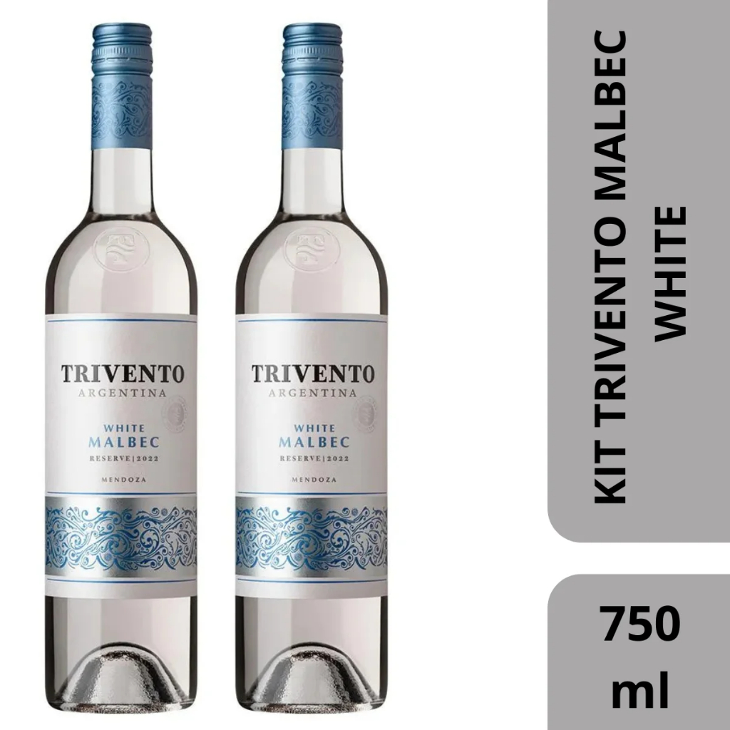 Kit 2 Vinhos Trivento Reserve White Malbec  750ml - Food & Beverages