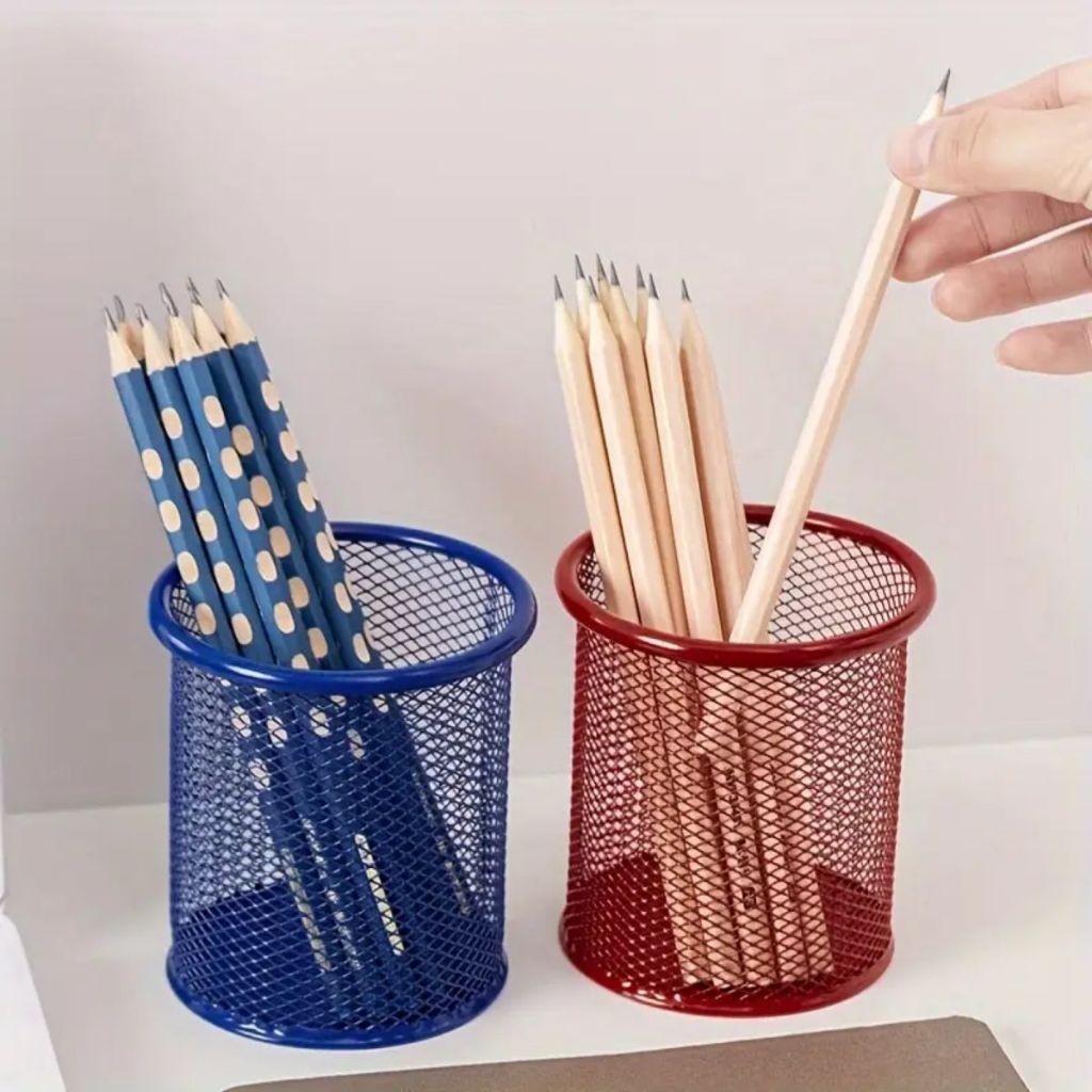 Organizador Porta Caneta Metal Lápis Mesa De Escritório Porta Treco Decoração Papelaria Mesa