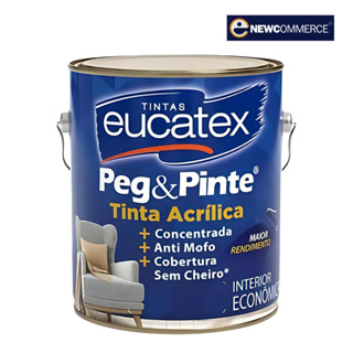 Tinta Acrílica Peg&Pinte 3,6L Antimofo Interior Eucatex - Escolha sua cor! em Oferta na Shopee