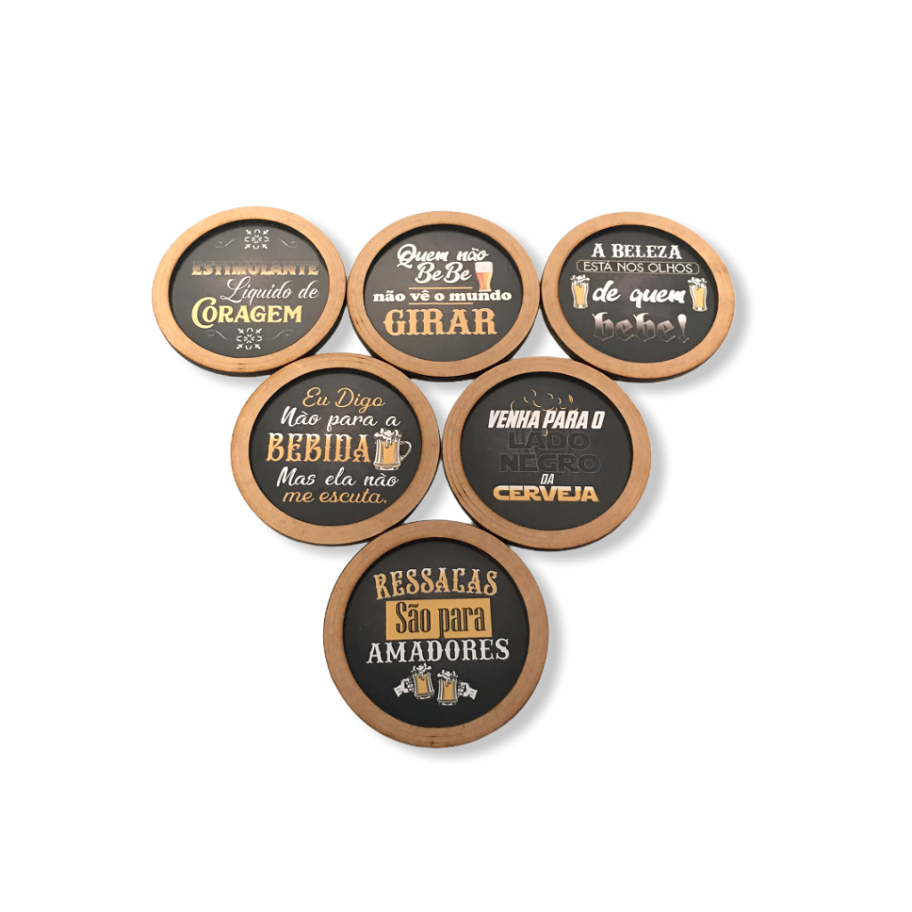 200 Porta Copos Mdf Adesivo Frases Bar Bebida Beer Cerveja