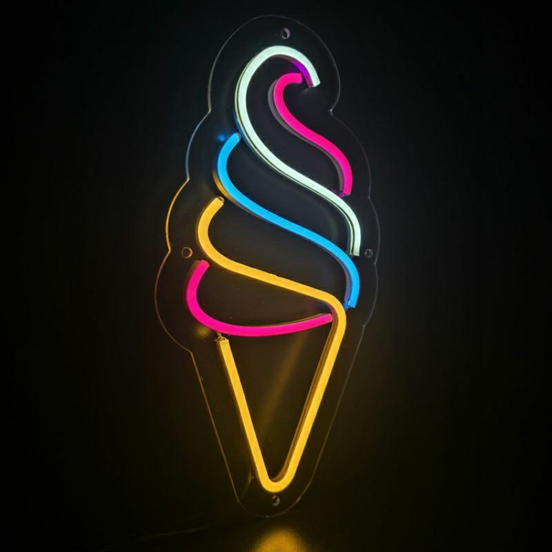 Painel Neon Led em Acrílico Para Lanchonete - Sorvete 0,35x0,17cm