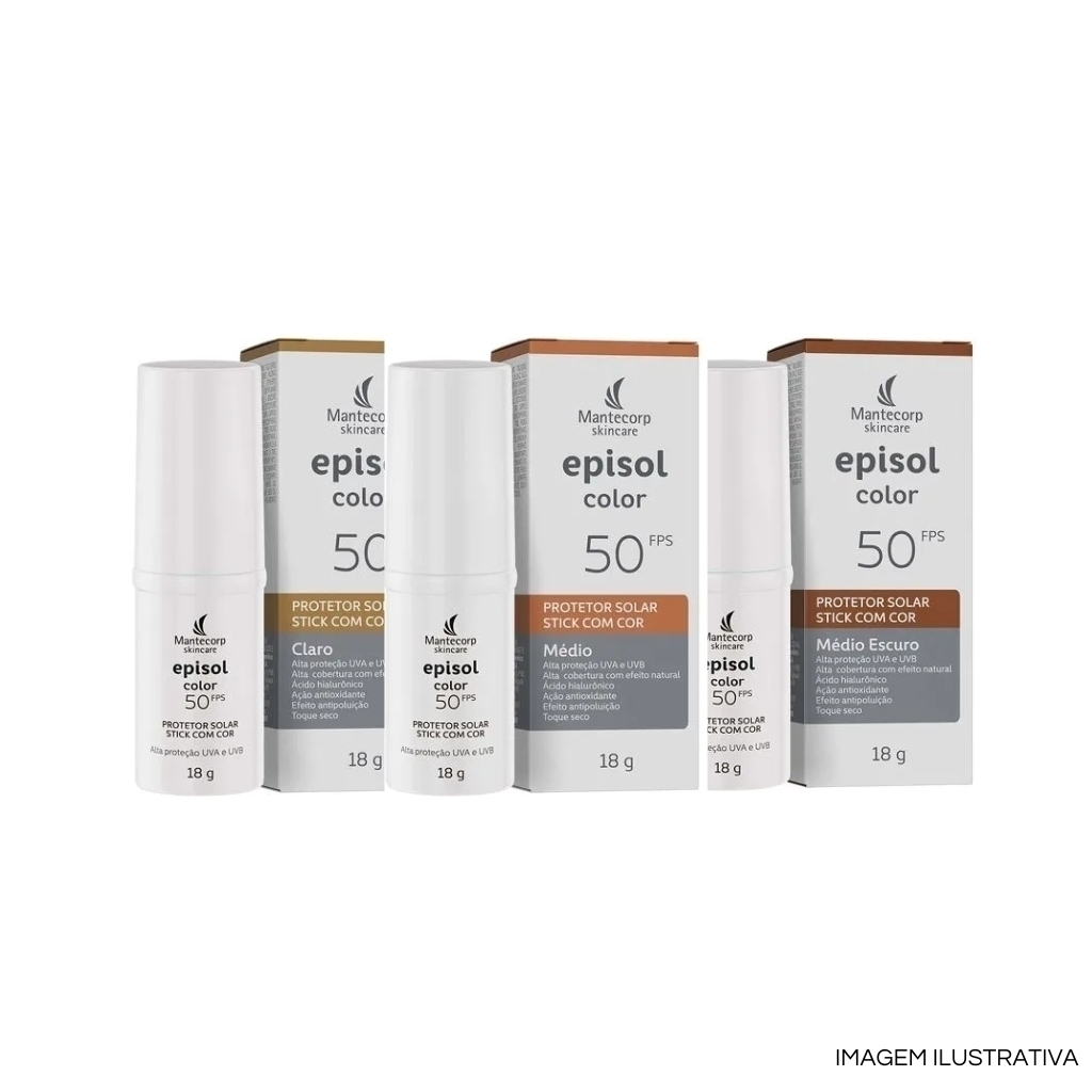 Protetor Solar Stick Com Cor FPS 50 Episol Color 18g Mantecorp SkinCare em Oferta na Shopee