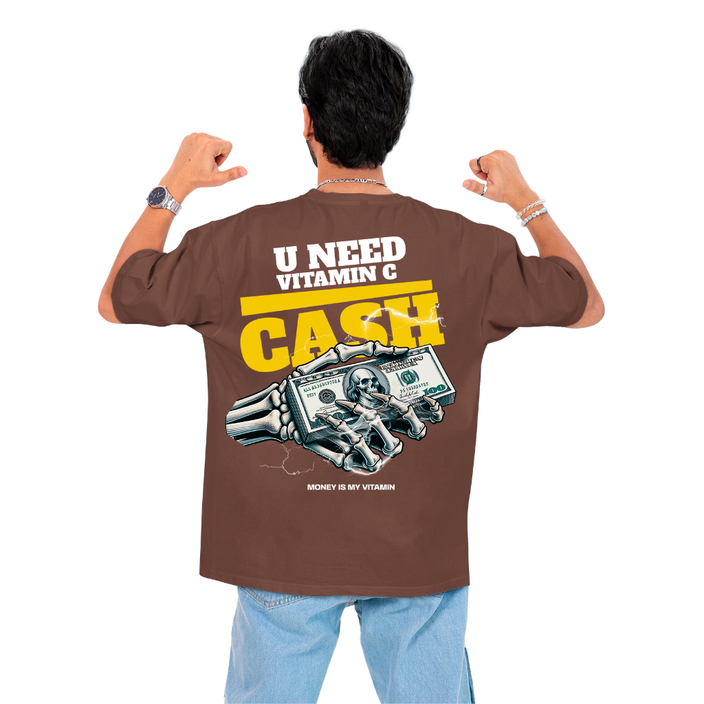 Camiseta Oversized Blusão Cash Vitamin Unissex Confortavel 100% Algodão Streetwear Estampada Em DTF
