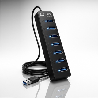 Hub Grande Cabo USB 3.0 Adaptador 7 Portas Alta Velocidade Notebook PC Mouse Teclado 5Gbps Pen Drive em Oferta na Shopee