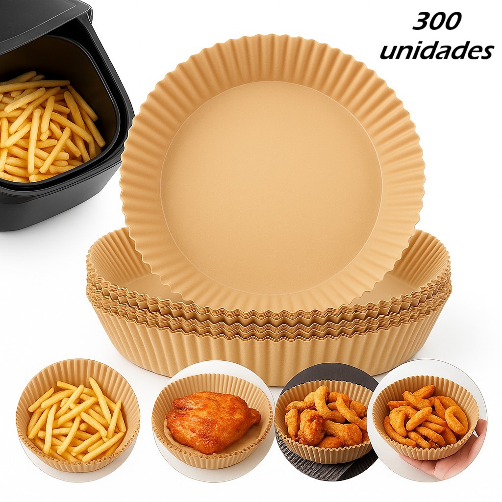 Imagem Kit Forma Air Fryer De Papel descartável Antiaderente Fritadeira Cozimento Protetor Forro Tapete