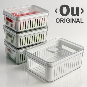 Kit Pote Organizador de Geladeira Com Escorredor Cesto Tampa Multiuso Alimentos Verdura Vegetais OU