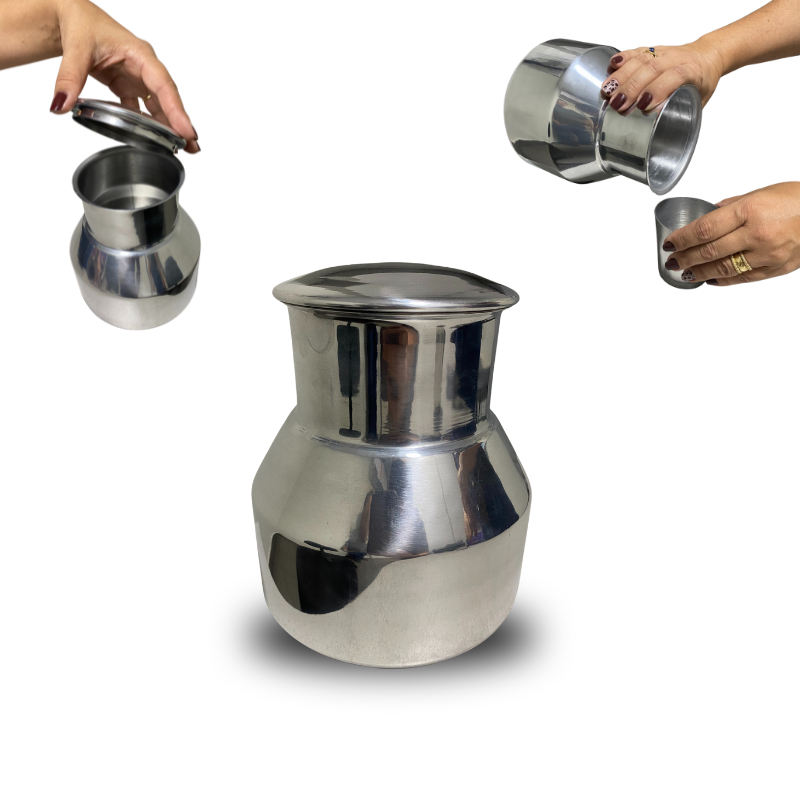 Garrafa de Água 1,5 litros Moringa de Alumínio Polido em Oferta na Shopee