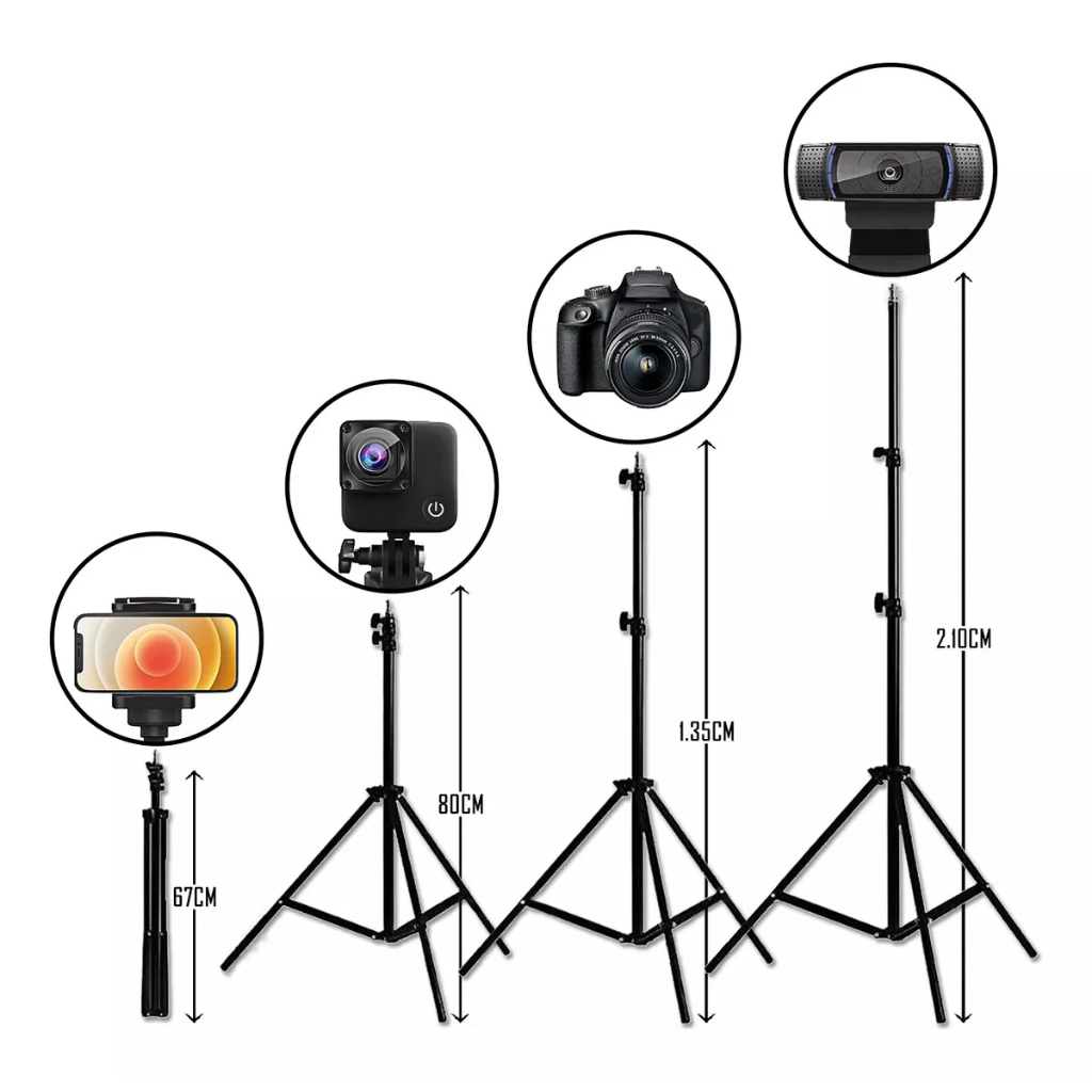 Tripé Profissional Câmera Celular Webcam Pedestal Ring Light tripe Tiktok