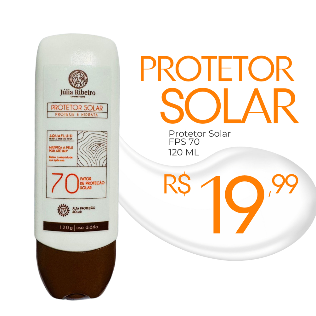 Protetor Solar Júlia Ribeiro FPS 70 – Alta Proteção, Efeito Matte e Hidratação | Uso Diário 🌞💛