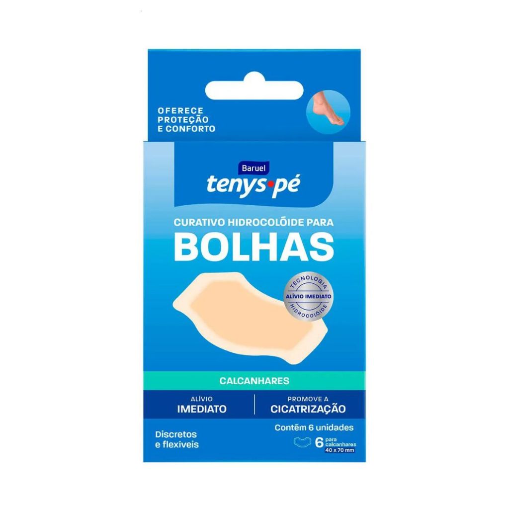 Tenys Pé Baruel Adesivo Hidrocoloide p/ Bolhas Calcanhar 6 Unidades