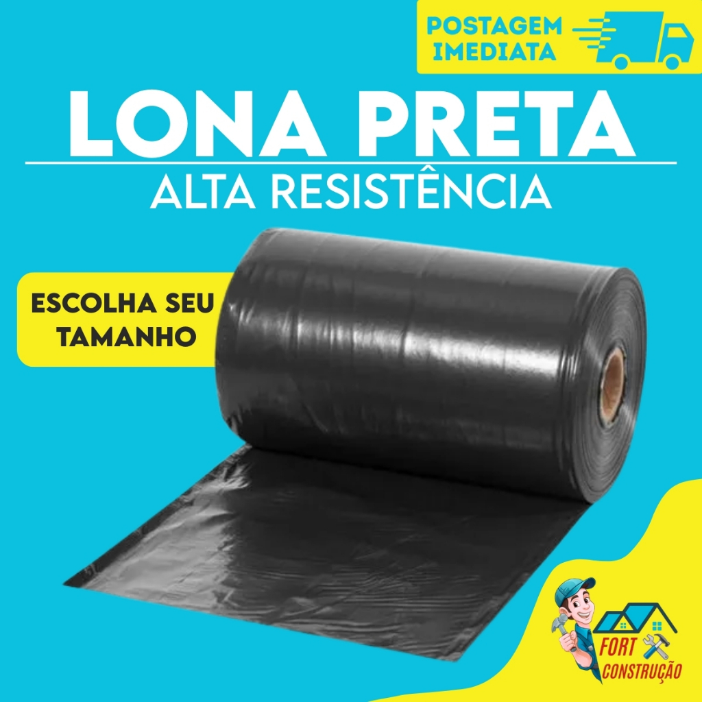 Lona Plástica Preta Para Proteção De Piso Pintura Obra Embalagem Construção 2X4 3X4 4X4 5X4 7X4 10X4