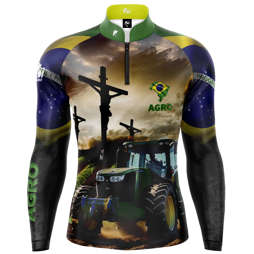 Camiseta Camisa Blusa Agro Brasil Cruz Trator Com Zíper Proteção Uv50+ em Oferta na Shopee
