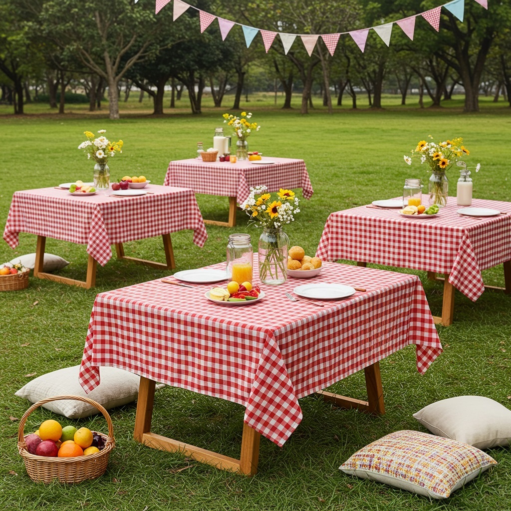 10 Toalhas de Mesa Xadrez Quadrada 140x140cm 4 Lugares em Tecido Festa Junina e Decoração em Geral