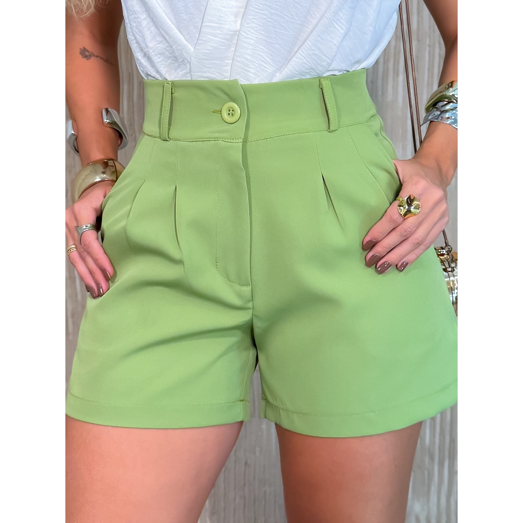 SM Short Feminina Alfaiataria Com Passante - 8807 em Oferta na Shopee