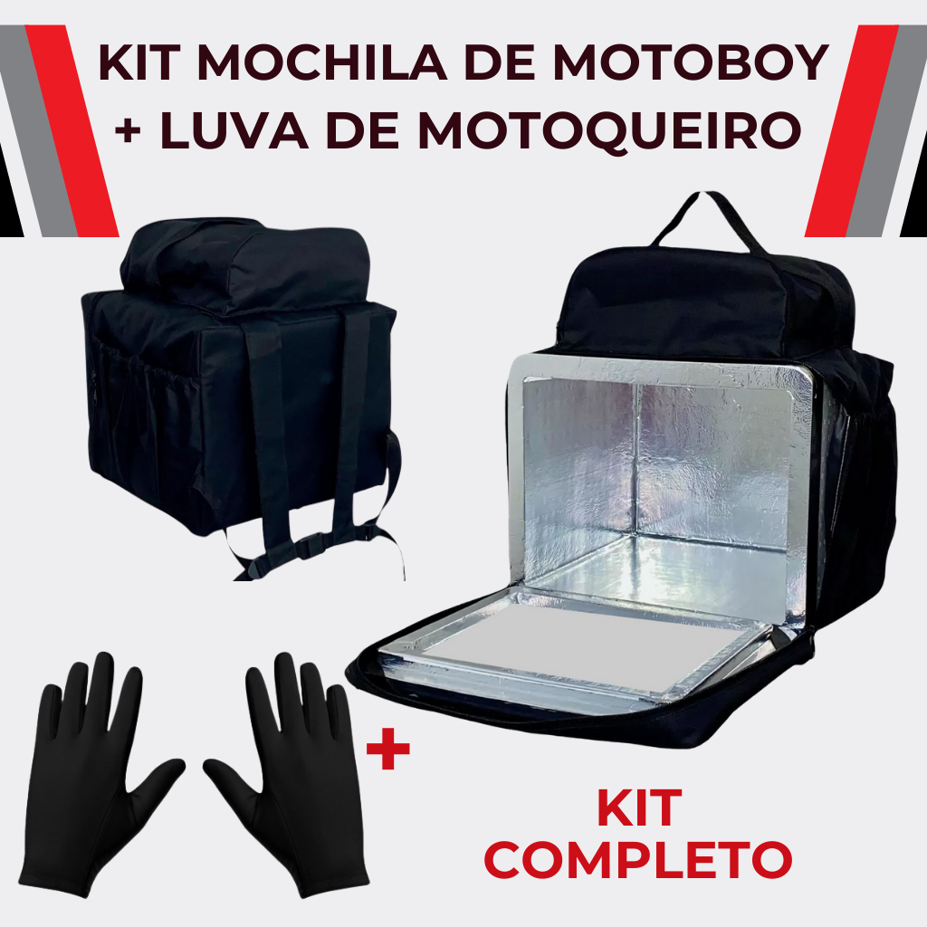 Mochila Bag Térmica Delivery Com Isopor Laminado + Par De Luvas Para Motoboy em Oferta na Shopee