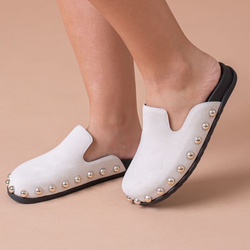 Clog Sapato Feminino Mule Babuche Camurça  Com Bolinha Estilo Conforto Elegância Anatômico Sandália em Oferta na Shopee