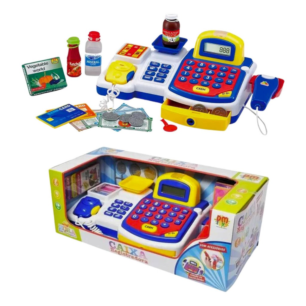 Caixa Registradora Infantil Acessórios Brinquedo C/ Luz Sons