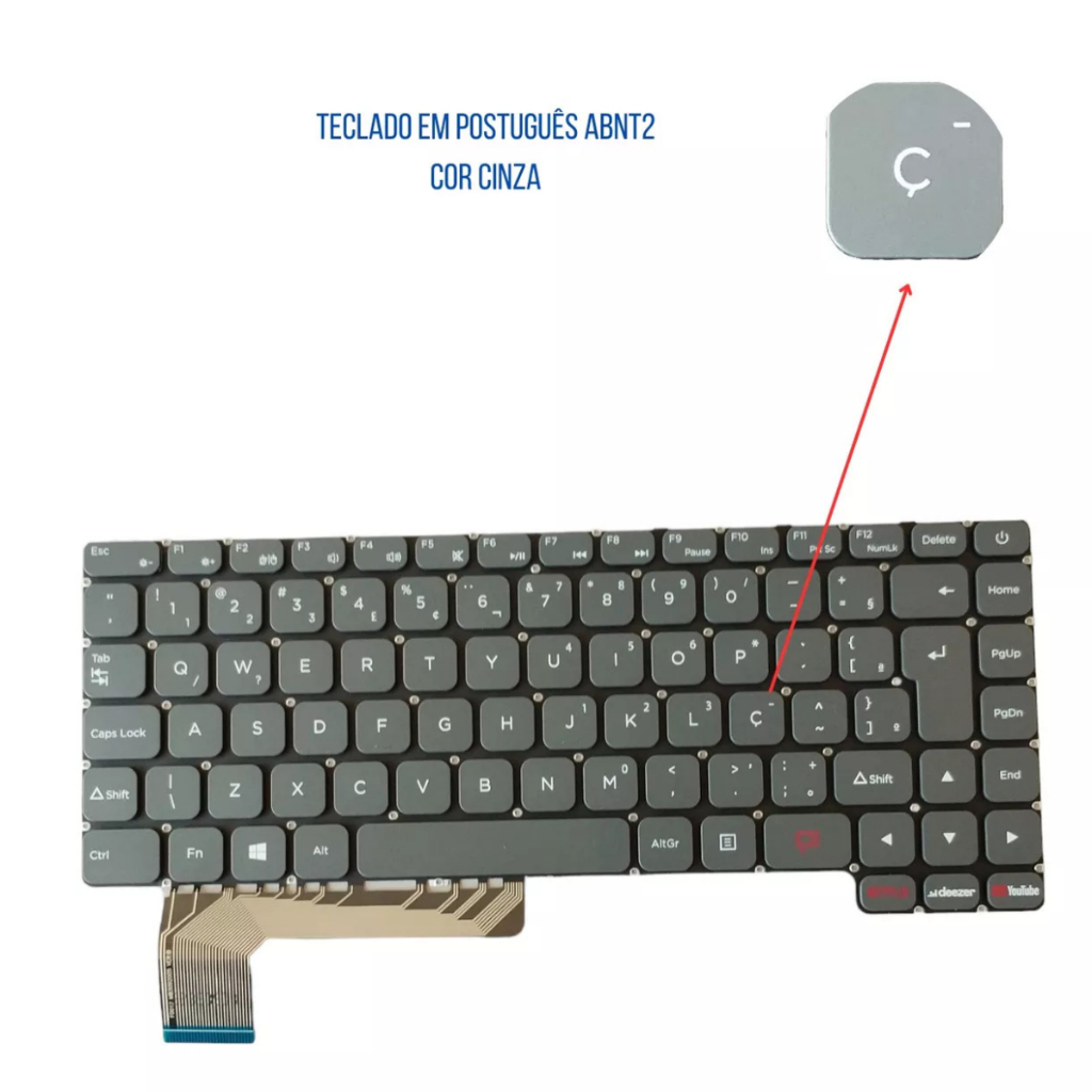 Teclado Para Notebook Positivo Master N1250 Cinza Br