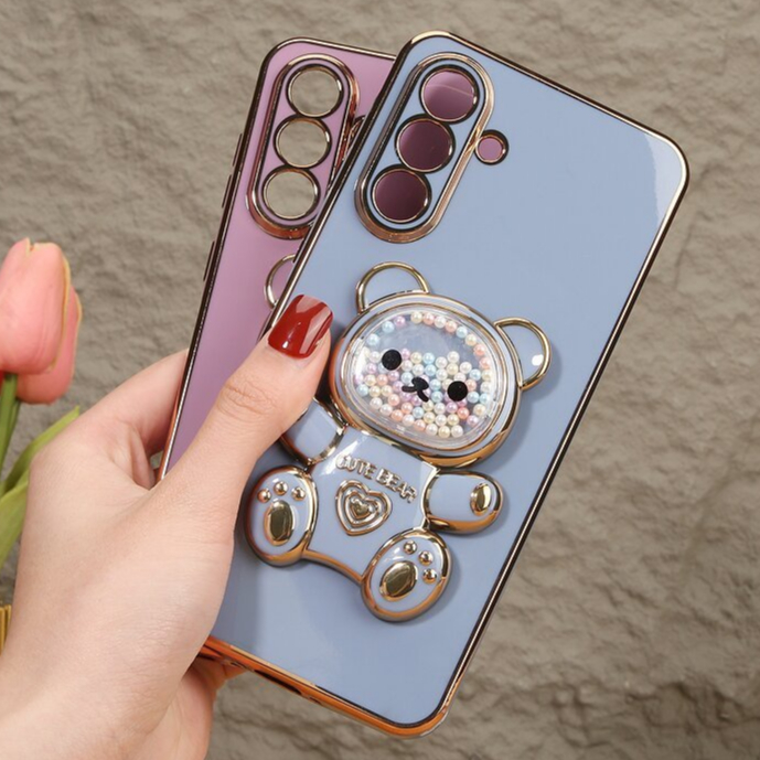 Capa Capinha Luxuosa Cute Bear Samsung Galaxy A32 A14 A24 A34 A05 A15 A25 A35 A55 S20 S21 S23 S24 FE