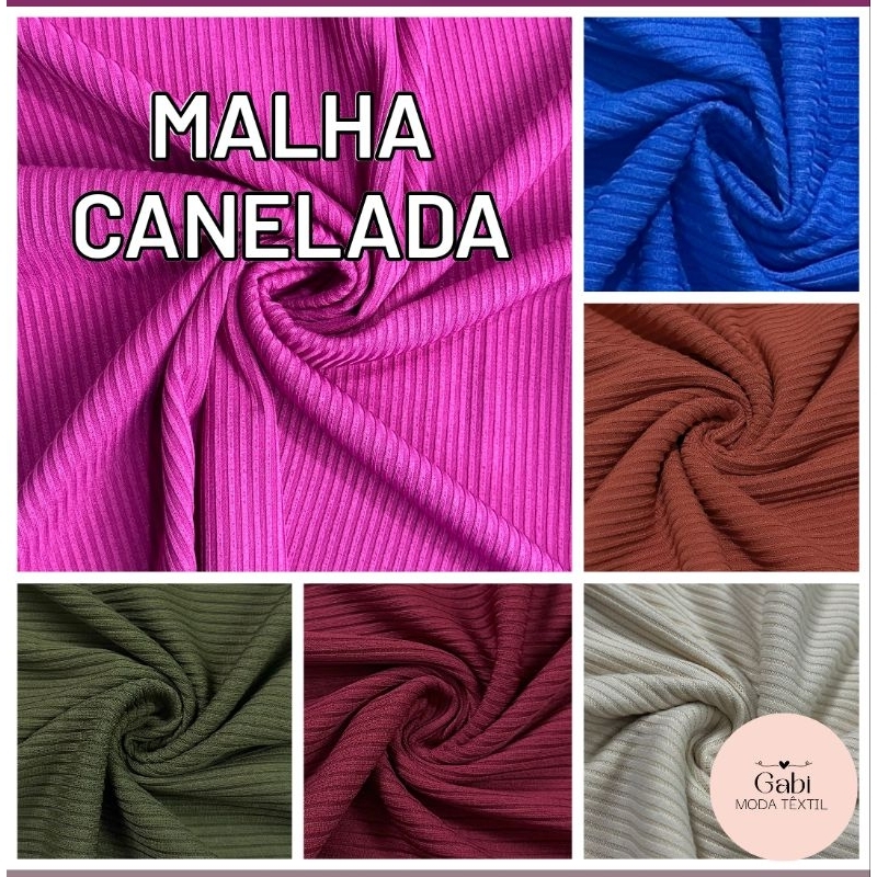 Tecido Malha Canelada Premium com Elastano (3m x 1,50m) Blusinhas, Shorts, Vestidos. Disponível em várias cores