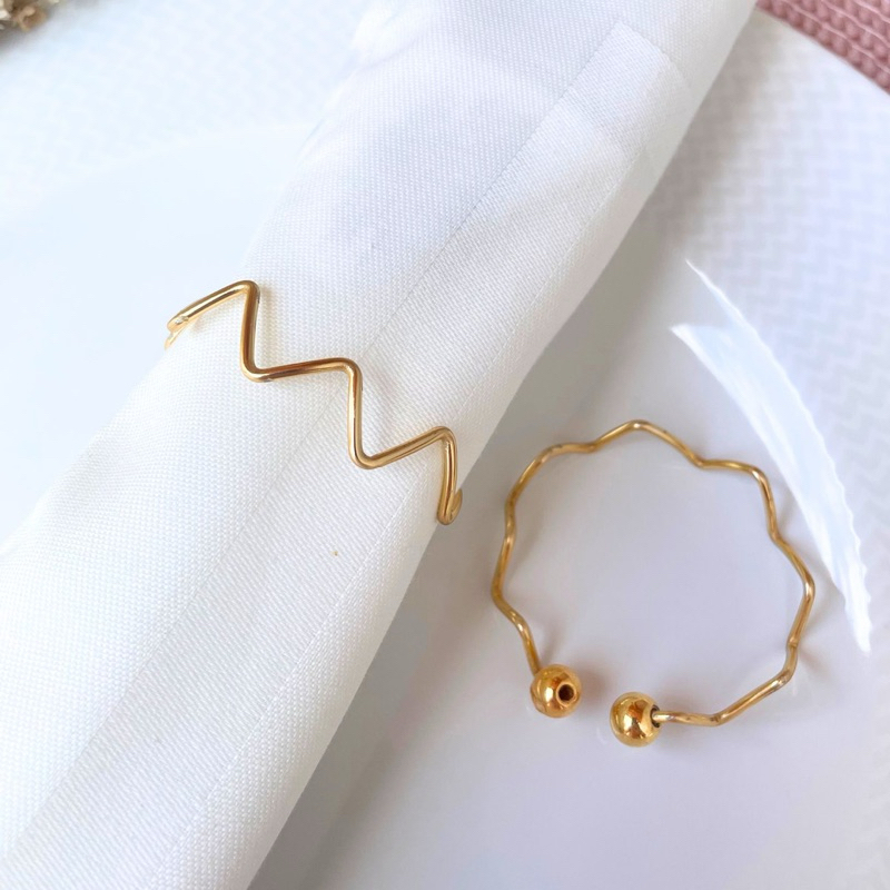 06 ou 12 Anel Porta Guardanapo Casamento Mesa Jantar Ondas Dourado em Oferta na Shopee