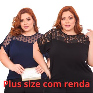 Blusa Plus Size Elegante Com Renda Premium Viscolaycra dia a dia g1 g2 g3 Moda Maior em Oferta na Shopee