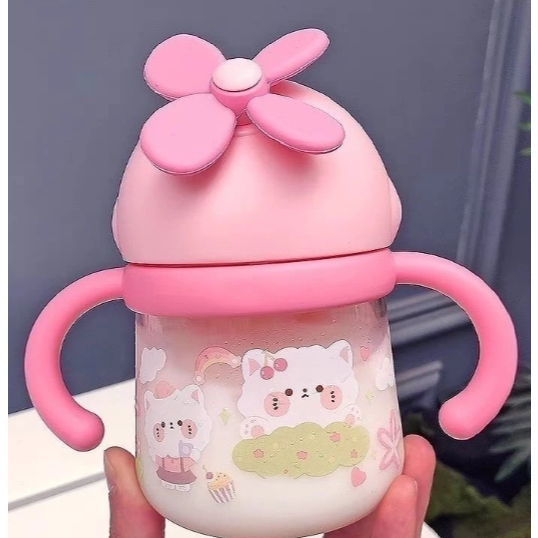 Copo Infantil 250ml Com Canudo Retrátil | Copo Treinamento Bebê Antivazamento BPA Free em Oferta na Shopee