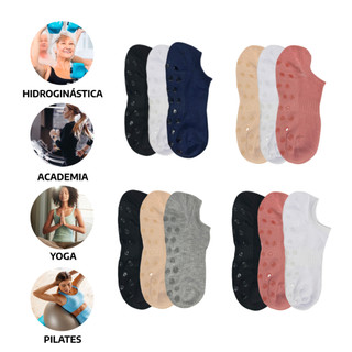 Kit 3 Pares Meias Antiderrapante Yoga Pilates Hidroginástica Unissex Sortida em Oferta na Shopee