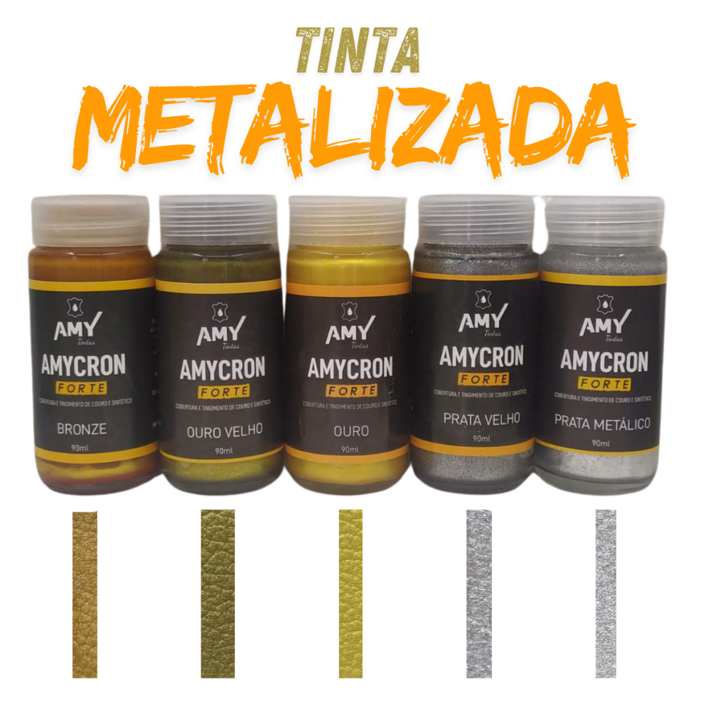 tinta Amycron 90ml Para Couro Sapato,bota,bolsa,jaqueta Cobertura E Tingimento cores metalizadas em Oferta na Shopee