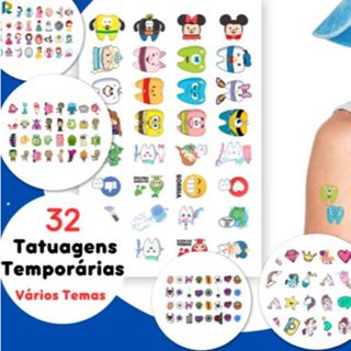 32/64/160 Tatuagem Temporária Infantil - Odontopediatria Princesa/unicornio/Herois/ Menino/Menina em Oferta na Shopee