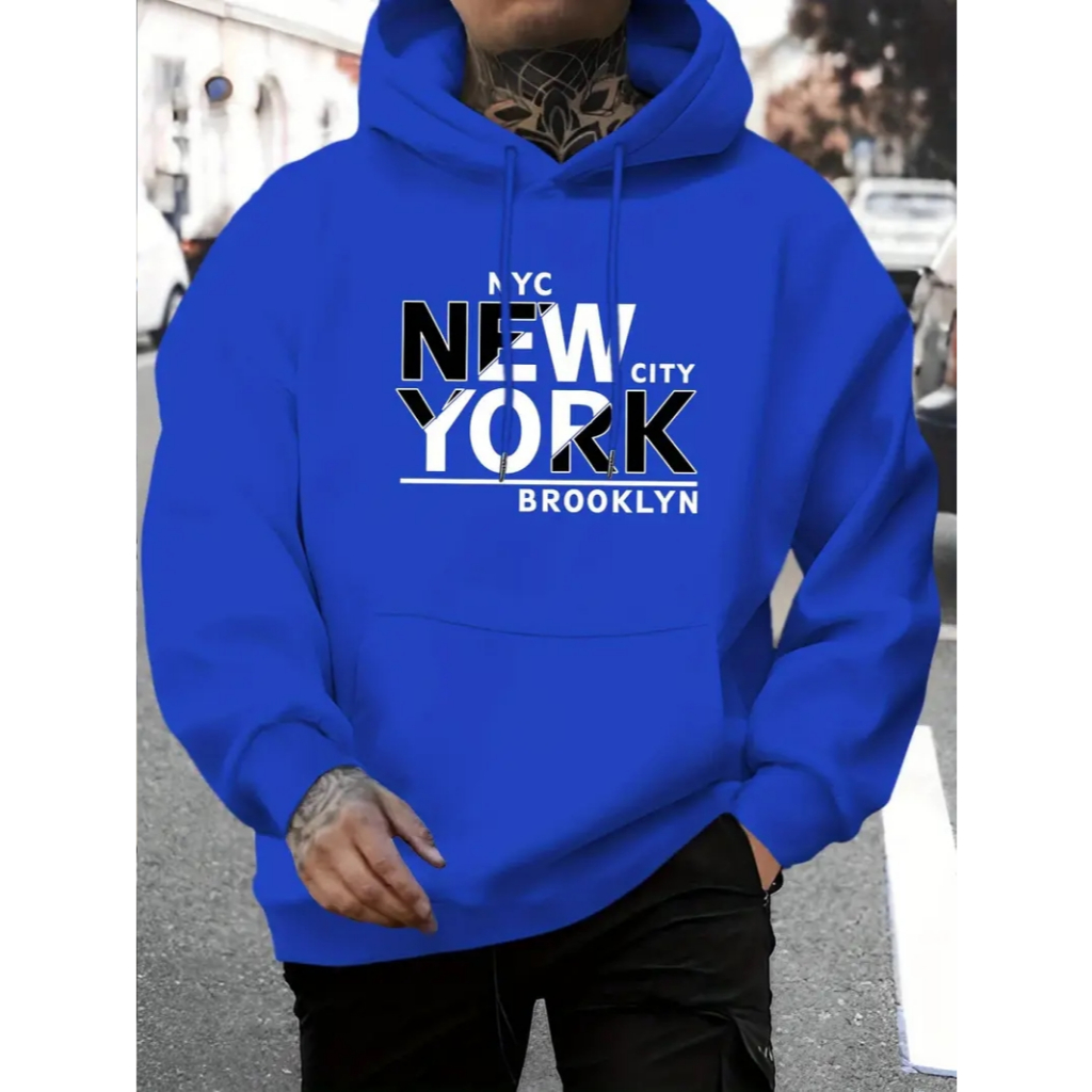 Blusa De Frio Moletom Masculino Peluciado Quentinho Moleton Canguru Feminino Unissex Estampa New York Brooklyn